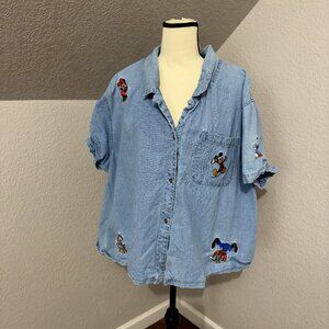Disney Short Sleeve Embroidered Button Down Shirt